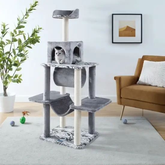 Sam's Pets Dazzle 59"  Cat Scratching Tree In Gray image {8}