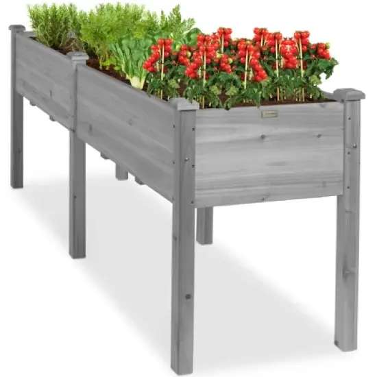 Best Choice Products 72x23x30in Raised Garden Bed, Elevated Wood Planter Box for Patio w/ Divider Panel image {9}