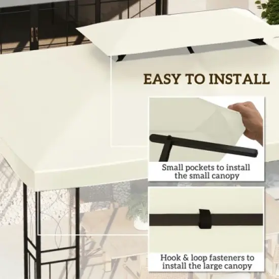 Resenkos Canopy Replacement Cover, Gazebo Canopy Top Replacement, Gazebo Replacement Canopy, 2-Tier Top Cover for 9.84' x 13.1' Gazebo, Charcoal (TOP image {7}