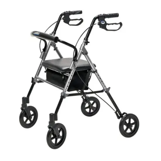 Lumex Set N' Go Wide 2-In-1 Height Adjustable Rollator Walker with Pouch image {8}