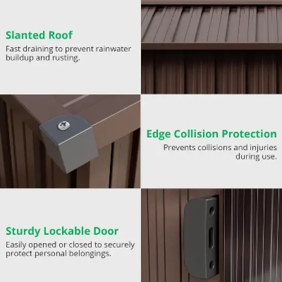 Acekool 10x12 FT Metal Outdoor Storage Shed, Large Garden Tool Shed with Lockable Sliding Door, Vents, Sloped Roof, Waterproof for Backyard, Gray image {2}