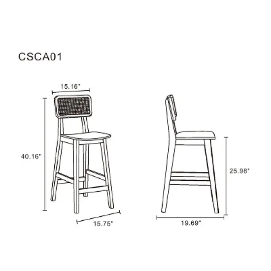 Versailles Wood Counter Height Barstool Black/Natural - Manhattan Comfort image {9}