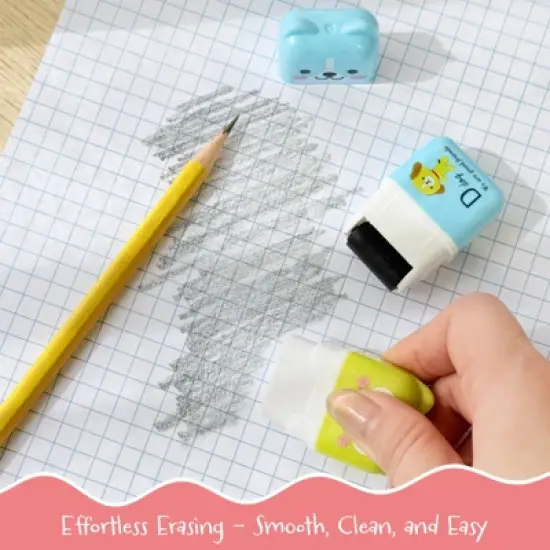 Wrapables Cute Animal Erasers with Clean Up Roller and Cover (Set of 6) image {3}