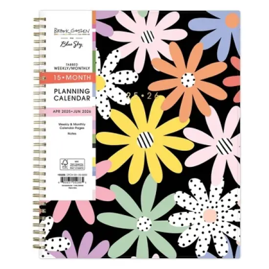 Blue Sky Brook Gossen Planner 8.5"x11" Weekly/Monthly Wirebound (15 Month) Happy Daisies Undated image {2}