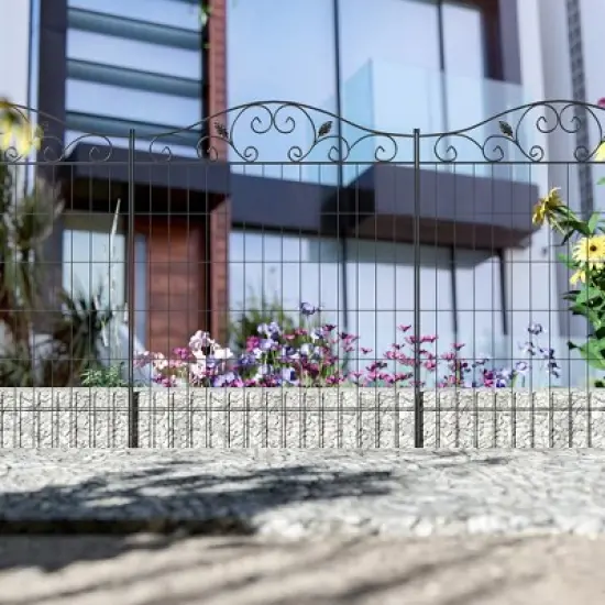 Syemin Patio Decorative Screens, Elegant Vine Pattern Yard Fencing, Pet-Safe Decorative Fence for Yard, Patio, Black, 143.75"*0.25"*44" image {6}