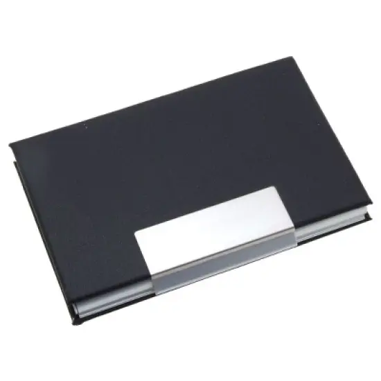 Unique Bargains Metal Business Cards/magnet card/ID Holder Coated Leather - Black image {5}