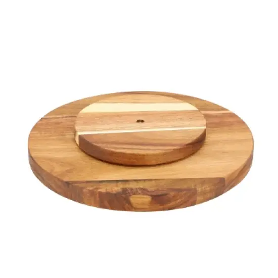 MegaChef 10 Inch Acacia Wood Lazy Susan Tray image {1}