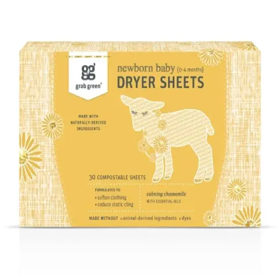 Grab Green Newborn Baby Dryer Sheets, Calming Chamomile Scent image {2}