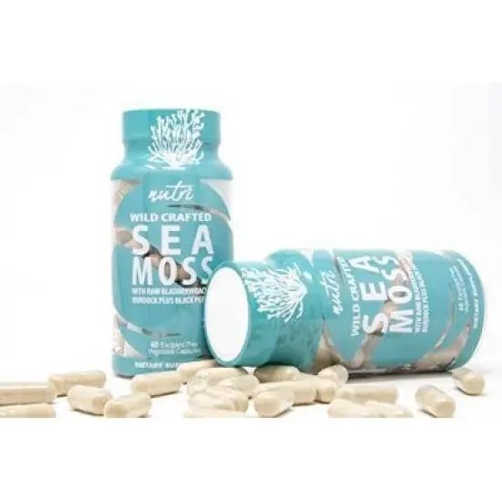 Nutri Sea Moss Complex 1400mg with Black Pepper Dietary Supplements Capsules - 60ct image {1}