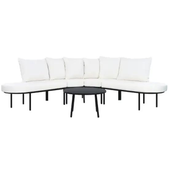Outdoor L-Shaped Sectional Sofa, Patio Couch Set with Coffee Table, Sofa Set with Iron Frame and Sponge Cushions &ndash; Cuddlewood image {5}