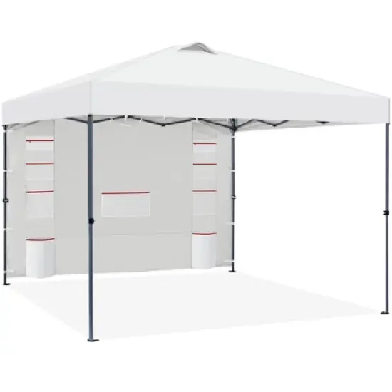 Yaheetech 10x10FT Pop-up Canopy with One-Push-To-Lock Setup Mechanism and Sidewallwith Pockets image {9}