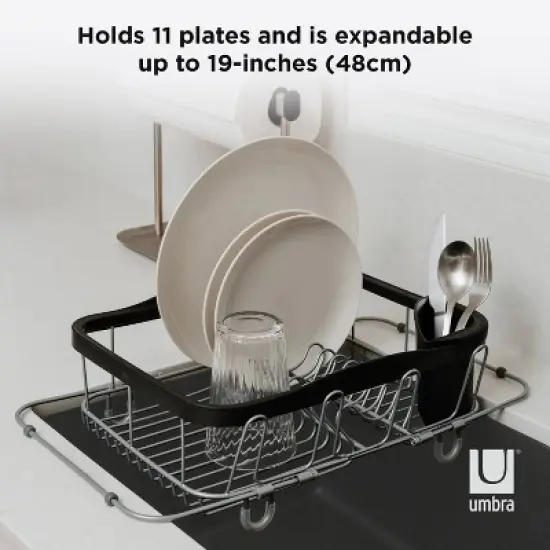 Umbra 11.3" Sinkin Multi-Use Rack Black/Nickel: Steel Dish Drying Rack, Hand Wash, 5 Year Warranty image {6}