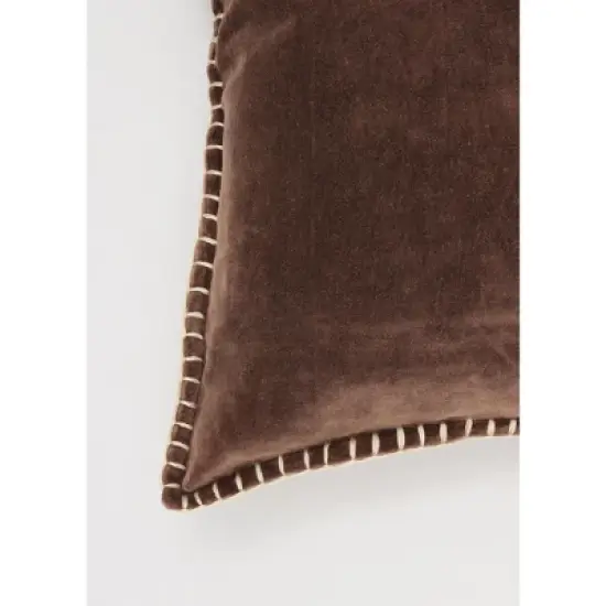 Chery Life Stonewashed Cotton Velvet Throw Pillow with Decorative Handstiched Edges-19X19" image {2}