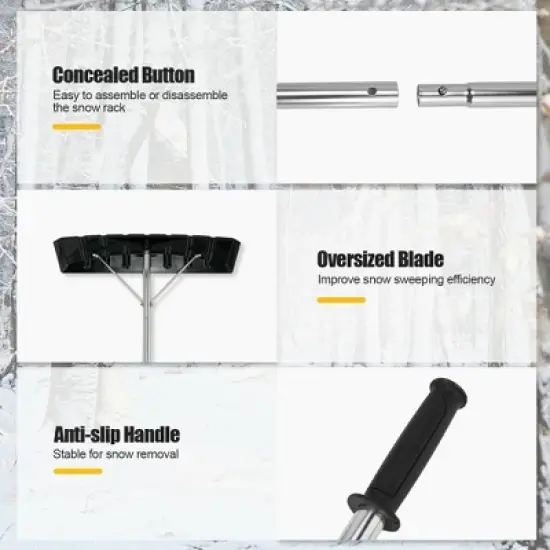 Costway 20 FT Aluminum Snow Roof Rake Adjustable Sectional Snow Removal Tool image {7}