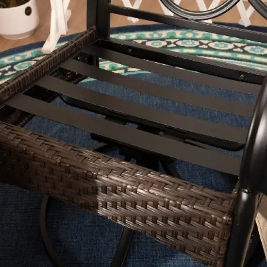 5pc Outdoor Dining Set with Swivel Chairs with Seat & Back Cushions & Square Metal Slat Table with 1.57" Umbrella Hole - Captiva Designs image {14}