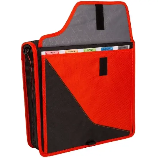 Five Star 3" Sewn Zipper Binder Black and Red image {2}