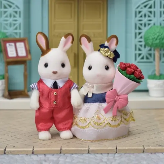 Calico Critters Town Series Cute Couple Set, Set of 2 collectivle Doll Figures with Fashion and Floral Accessories image {1}