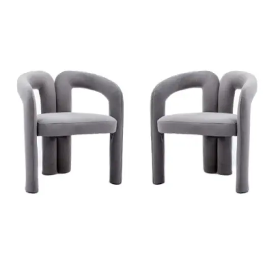 Set Of 2 Caris 25.2" Wide Contemporary Designed Fabric Upholstered creative personality minimalist  Armrest Dining Chairs-Maison Boucle image {11}