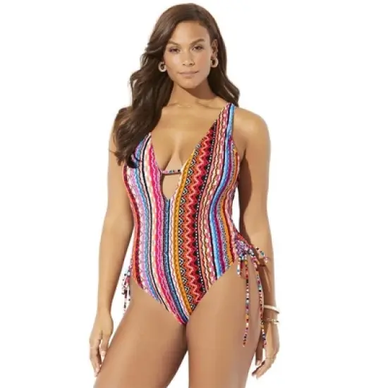 Swimsuits for All Women&rsquo;s Plus Size A-List Plunge One Piece Swimsuit image {4}