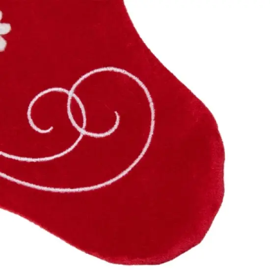 Northlight 20.5-Inch Red and White Velvet With White Snowflake Christmas Stocking image {4}