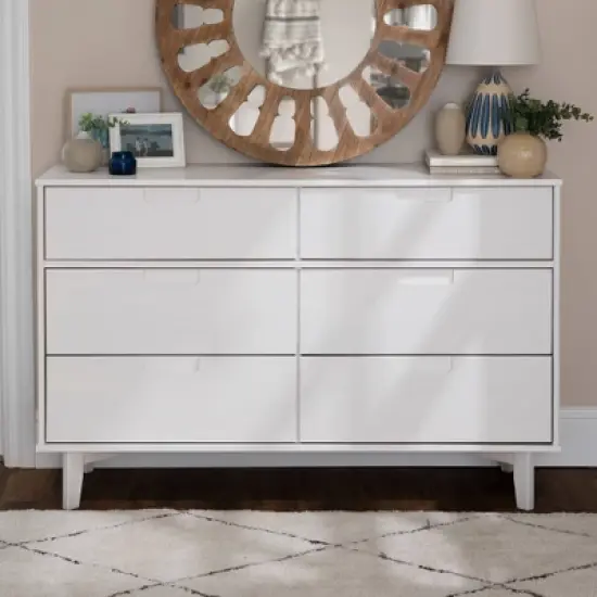 Mid-Century Modern Groove Wood 6 Drawer Dresser - Saracina Home image {2}