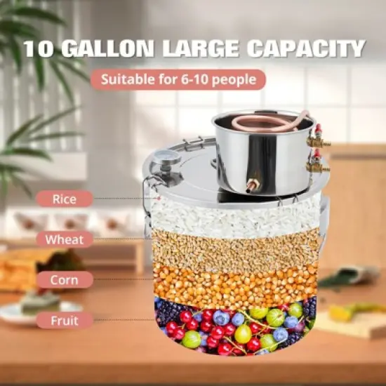 Garvee Alcohol Still Stainless Steel Alcohol Distiller Copper Tube Spirit Boiler with Build-In Thermometer for Brewing Whisky Wine Brandy image {4}