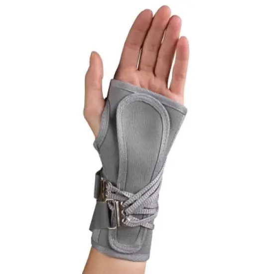 OTC Wrist Splint, Cock-Up Lacing, Canvas, ProChoice, Grey, Left image {1}