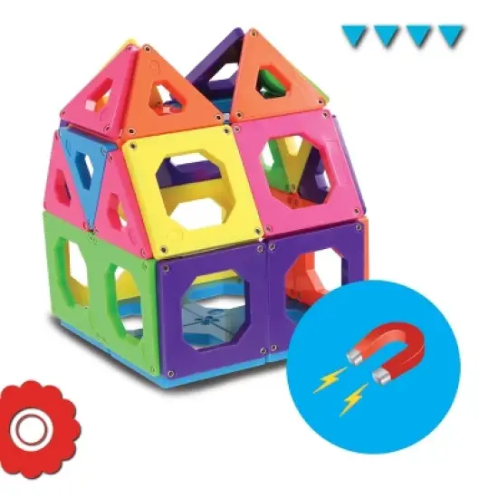 Discovery Kids Magnetic Tile Building Blocks Set 50pc image {6}