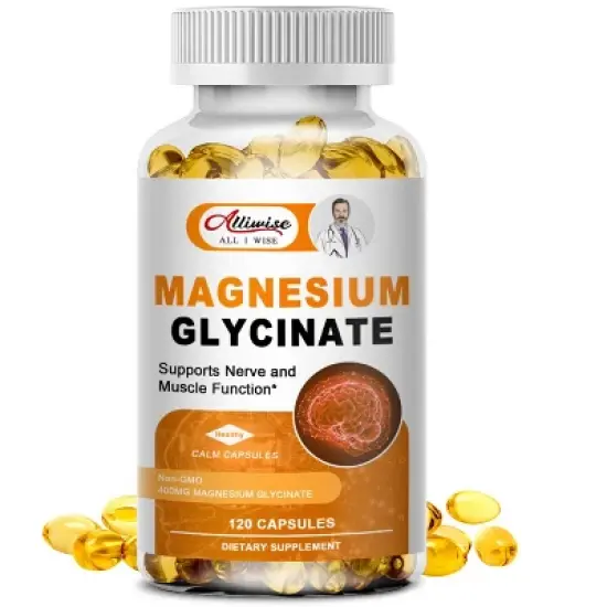Alliwise Magnesium Glycinate 400mg Dietary Supplements, 120 Capsules image {7}