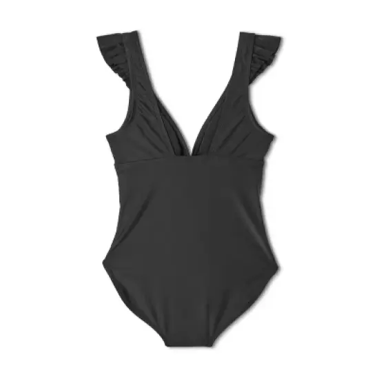 Women's Ruffle Shoulder Ruched Full Coverage One Piece Swimsuit - Kona Sol&trade; image {5}