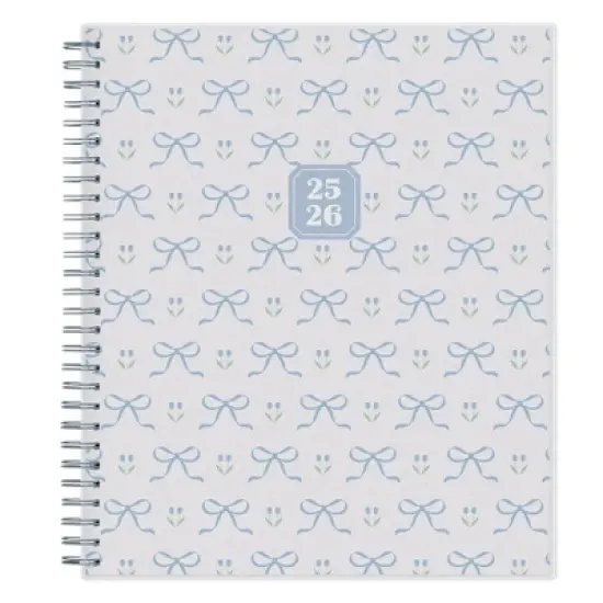 Blue Sky 8"x10" 2025-2026 Weekly/Monthly Spiral Planner Smooth Frosted Clarice Blue Bows image {11}