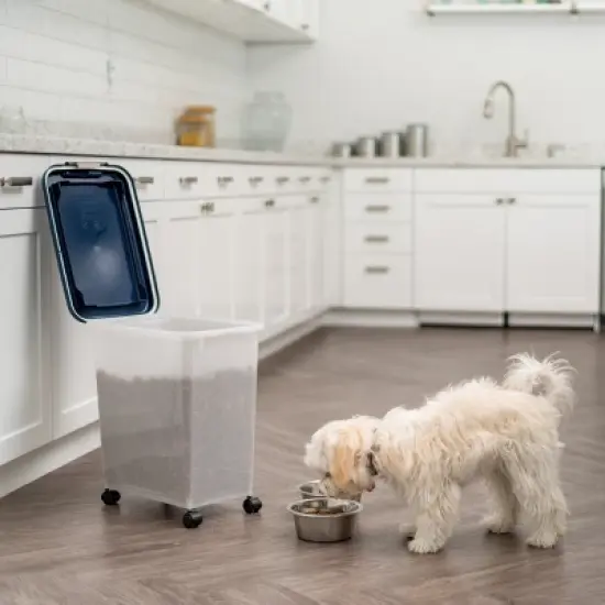 IRIS USA Airtight Pet Food Container with Casters, Navy image {2}