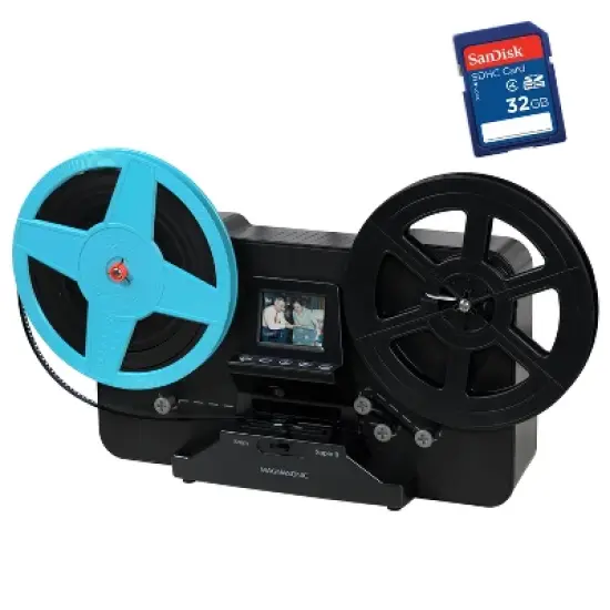 All-in-One Super 8/8mm Film Scanner, Converts 3", 5" & 7" Super 8/8mm Film Reels with Bonus 32GB SD Card - Black image {9}