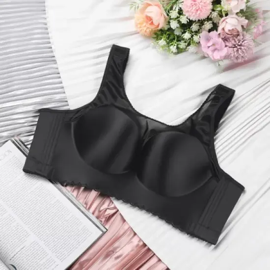 Agnes Orinda Women's Plus Size Seamless U Back Adjustable Strap Wirefree Everyday Bra image {2}