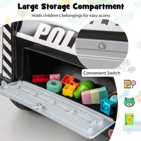 Costway Kids Ride on Police Car with 3 Speeds Megaphone Music FM Radio Flashing Lights image {6}