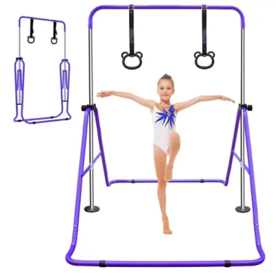 Gulches Purple Multi-Functional Adjustable Height Children's Horizontal Gymnastic Bar With Bear Rings image {10}