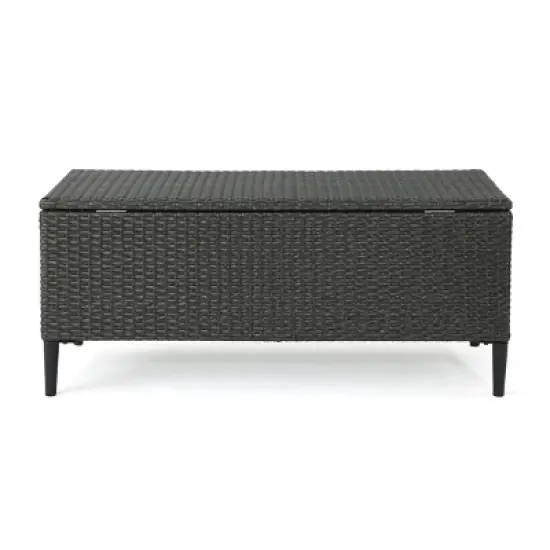 GDFStudio Sandy Outdoor Wicker Storage Unit, Gray/Black image {5}
