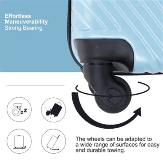 FATMOON 3 Piece Luggage Sets PC+ABS Lightweight Suitcase with Two Hooks, Spinner Wheels, (20/24/28) image {6}