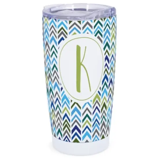 Elanze Designs K Monogram Herringbone Arrows Wrap-Around Design 20 Ounce Stainless Steel On-The-Go Coffee Mug, Thermal Travel Tumbler with Leak image {5}