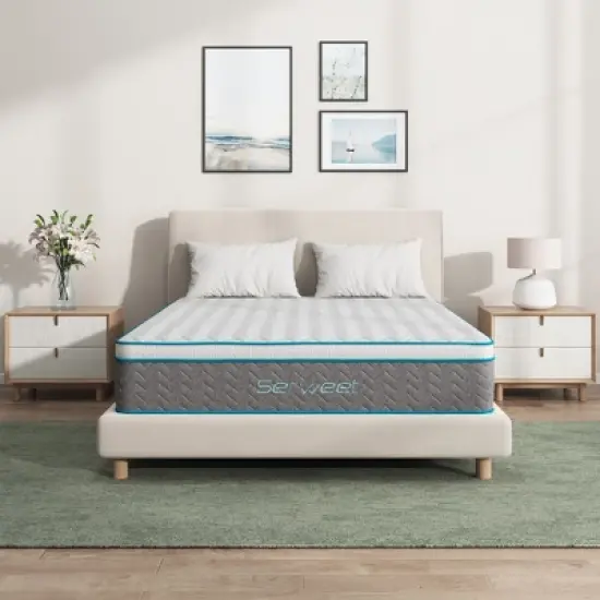 Serweet 8" Breathable Bamboo Charcoal Memory Foam Hybrid Mattress - Medium Firm - Compatible with Platform Bed, Box Spring, or Slat Base image {7}