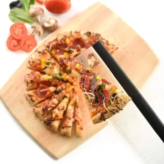 Norpro 13.75" Wide Grip-Ez Pizza / Dessert Slicer with Scallops - Curved Rocker Blade Pizza Cutter image {3}