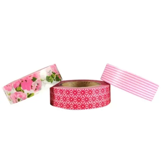 Wrapables Pink Passion Washi Masking Tape (Set of 3) image {1}