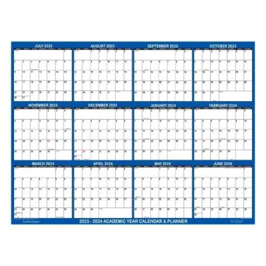SwiftGlimpse 2023-2024 Academic Year Wall Calendar & Planner 24"x36" Navy Blue image {2}
