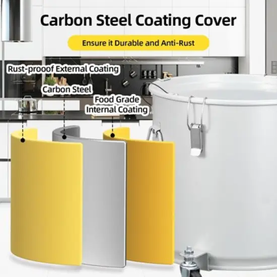 8 Gallon Fryer Grease Bucket Oil Disposal Caddy, Steel Fryer Oil Transport Container Rust-Proof Coating, Grease Can With Lid, Lock Clips, Filter Bag image {4}