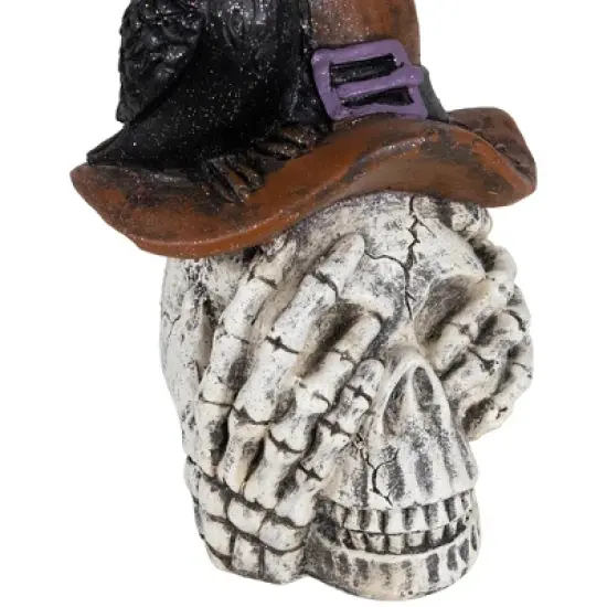 Northlight Skull in Witches Hat with Crow Halloween Decoration - 22.75" image {7}