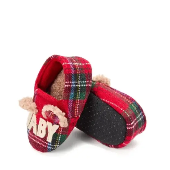 Dearfoams Kid's Baby Bear Closed Back Slipper - PLAID Size 3-6 image {3}