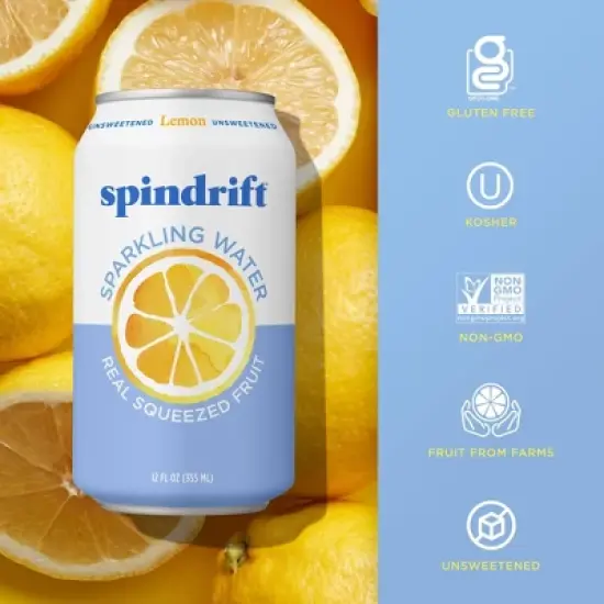 Spindrift Lemon Sparkling Water - 8pk/12 fl oz Cans image {2}