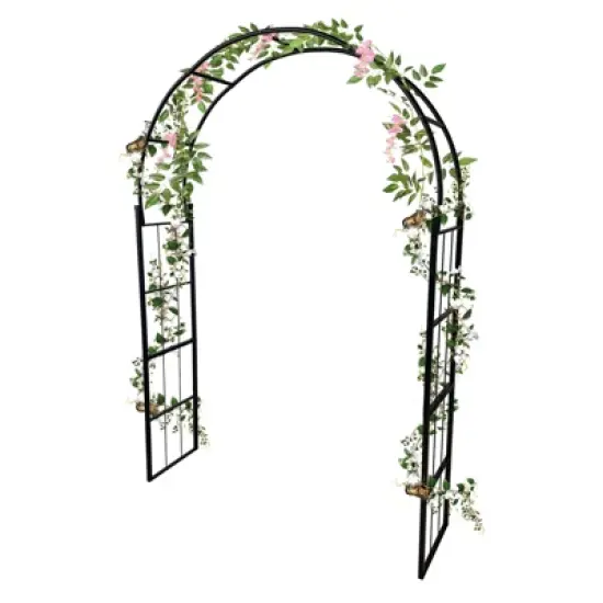 GustoWave Metal Garden Arch Trellis, Garden Arbor for Climbing Plants, Wedding Arch Arbor for Lawn, Party, Backyard, Black image {7}