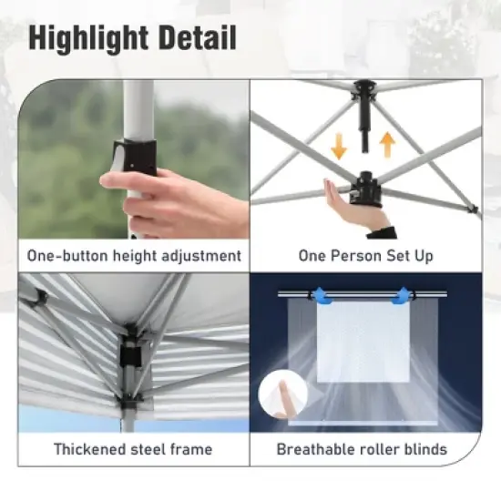 Captiva Designs 10&rsquo;x10&rsquo; Pop-Up Canopy Tent with Sidewalls &ndash; Easy Setup, Waterproof, and Ventilated for Outdoor Events and Parties image {12}