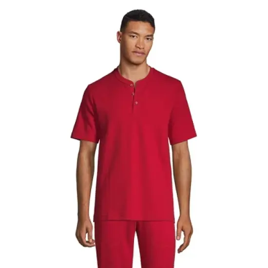 Lands' End Men's Waffle Short Sleeve Pajama Henley image {3}